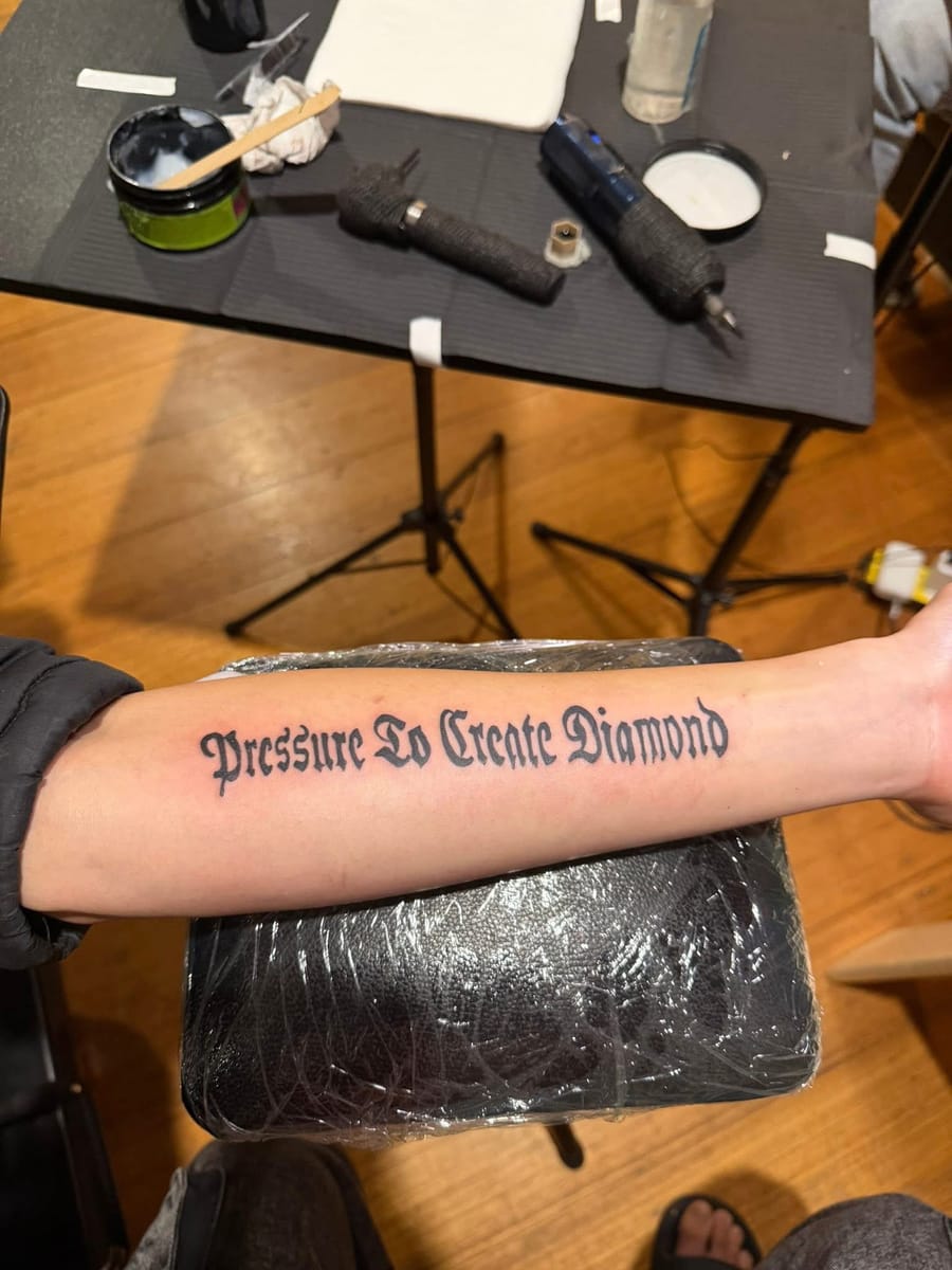 Blackletter script tattoo